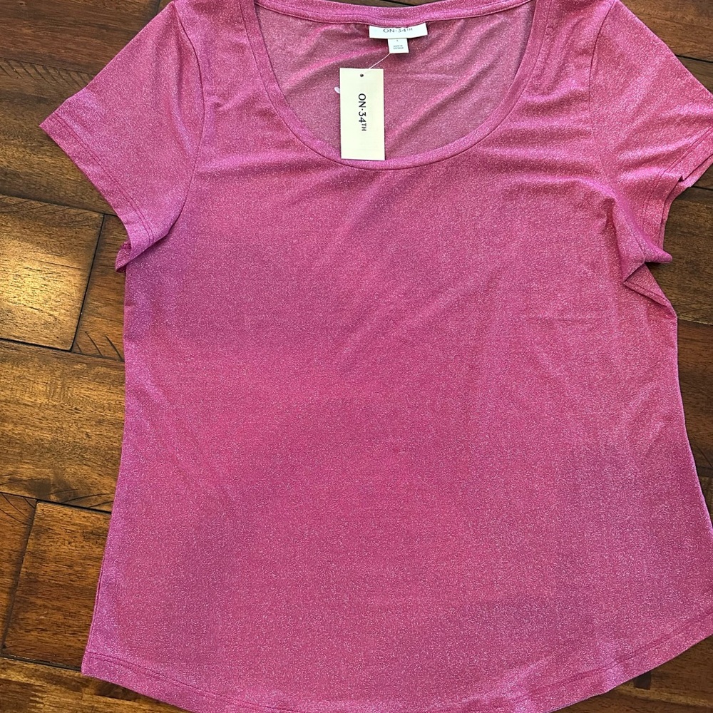 On 34th Pink Fitted T-Shirt Short Sleeve